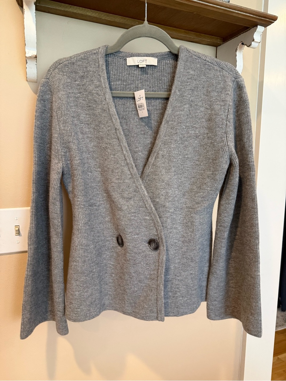 Loft Ribbed Double Button Sweater Jacket - Picture 2 of 4